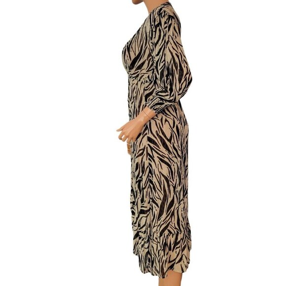 Womens Zebra Print Duster Size Small Tassle Tie‎ Beaded Animal Print Beac… - Picture 3 of 10